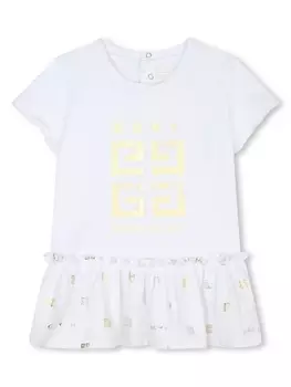 Givenchy Kids платье-футболка с оборками и логотипом, белый