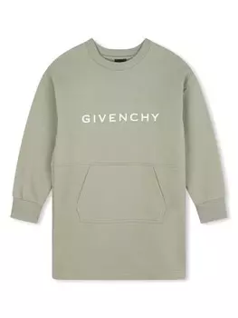 Givenchy Kids платье из джерси с круглым вырезом, зеленый