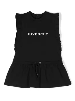 Givenchy Kids платье с оборками, черный