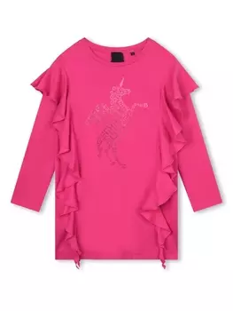 Givenchy Kids платье с оборками и логотипом, розовый