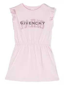 Givenchy Kids платье с оборками и логотипом, розовый