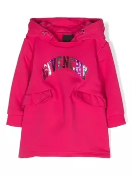 Givenchy Kids платье с пайетками и капюшоном, розовый