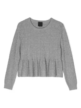 Givenchy Kids присборенная футболка с жаккардовым логотипом, серый