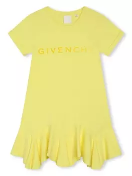 Givenchy Kids расклешенное платье с логотипом 4G, желтый