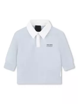 Givenchy Kids рубашка поло с длинными рукавами и логотипом 4G, синий
