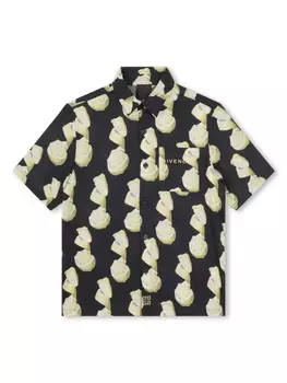 Givenchy Kids рубашка с короткими рукавами и графичным принтом, черный