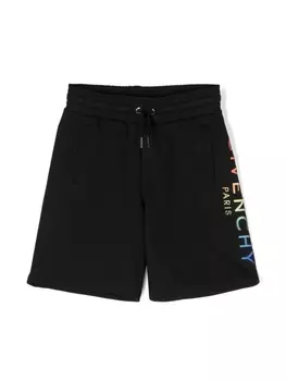 Givenchy Kids шорты с эффектом градиента и вышитым логотипом, черный