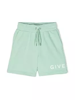 Givenchy Kids шорты с кулиской и логотипом, зеленый