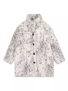 Givenchy Kids шуба из искусственного меха с логотипом, нейтральный цвет