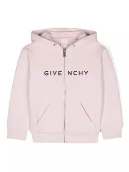Givenchy Kids толстовка с капюшоном на молнии с логотипом, розовый