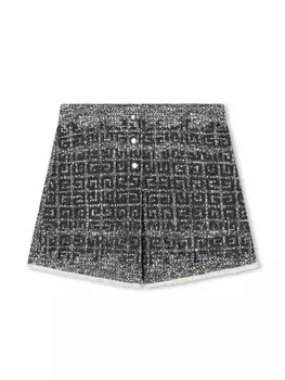 Givenchy Kids твидовые шорты с юбкой и вышивкой 4G, черный