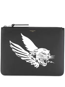 Givenchy клатч на молнии с принтом логотипа, черный