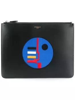 Givenchy клатч с вышитой заплаткой, черный