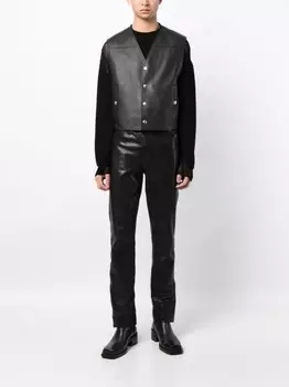 Givenchy кожаный жилет с тисненым логотипом, черный