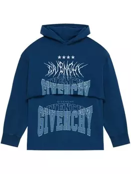 Givenchy многослойное худи с логотипом, синий