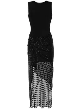 Givenchy платье макси без рукавов с драпировкой, черный