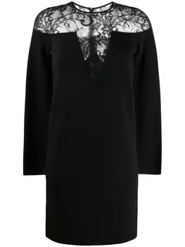 Givenchy платье с кружевным верхом, черный