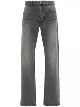 Givenchy прямые джинсы с эффектом потертости и логотипом, серый
