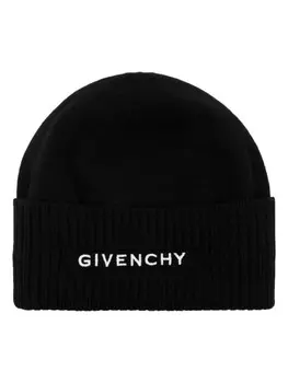 Givenchy шапка бини с вышитым логотипом, черный