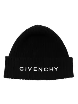 Givenchy шапка бини в рубчик с логотипом, черный