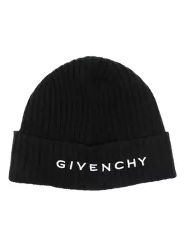 Givenchy шапка бини в рубчик с логотипом, черный