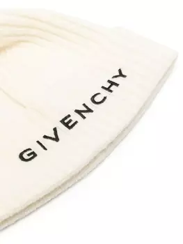 Givenchy шапка бини в рубчик с вышивкой 4G, белый