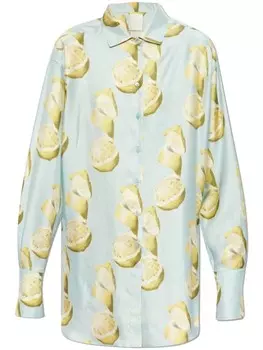 Givenchy шелковая рубашка с графичным принтом, синий