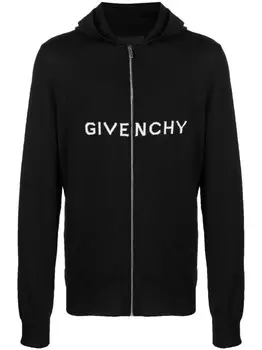 Givenchy шерстяная куртка с капюшоном и логотипом, черный