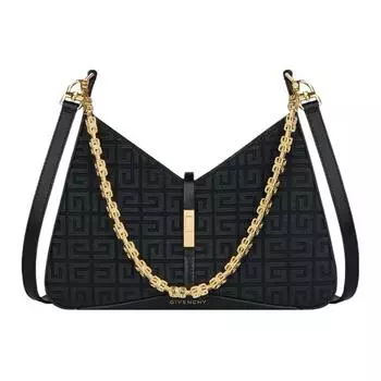 Givenchy Сумка через плечо из смеси хлопка и акрила, маленькая женская, черная, с вырезами
