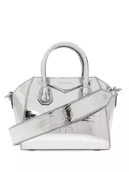 Givenchy сумка-тоут с тиснением под кожу крокодила и эффектом металлик, серебристый