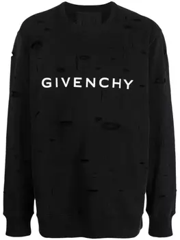 Givenchy толстовка с эффектом потертости и логотипом, черный