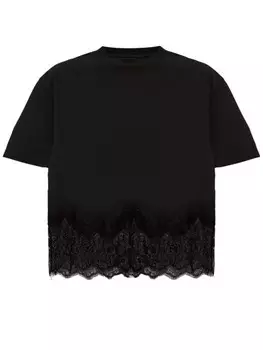 Givenchy укороченная футболка с кружевной вставкой, черный