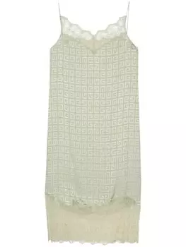 Givenchy жаккардовое платье-комбинация миди с логотипом 4G, зеленый