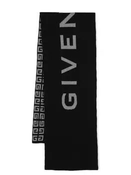 Givenchy жаккардовый шарф из смесовой шерсти с логотипом 4G, черный