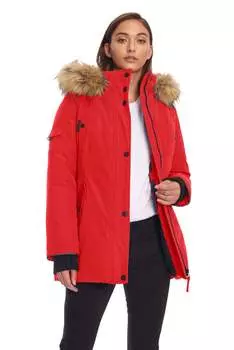GLACIER | ЖЕНСКАЯ ПАРКА ИЗ ВЕГАНСКОГО ПУХА (ПЕРЕРАБОТАННОГО ИЗДЕЛИЯ) Alpine North, малиновый