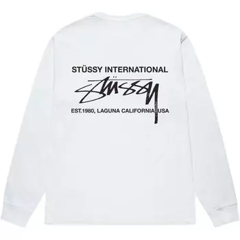 Гладкая международная футболка с короткими рукавами Stussy, белый