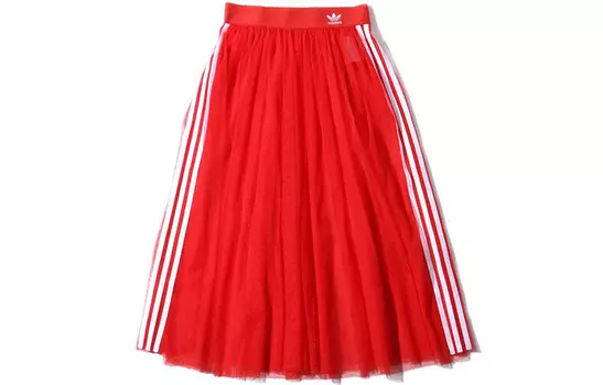 Гладкая плиссированная юбка из тюля красного цвета Adidas Originals