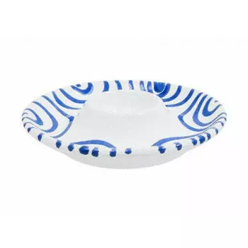 Гладкая подставка для яиц с голубым пламенем, d: 12 см Gmundner Keramik, белый синий