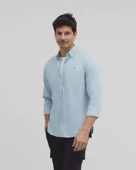 Гладкая приталенная мужская рубашка Silbon, светло-синий