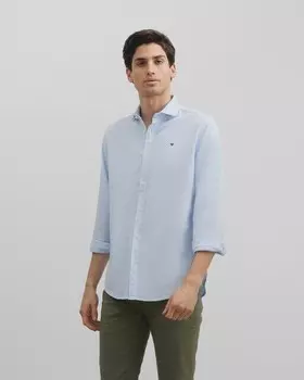 Гладкая приталенная мужская рубашка Silbon, светло-синий