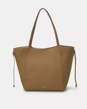 Гладкая сумка-шопер среднего размера цвета хаки с логотипом Tintoretto