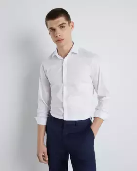 Гладкая суперэластичная мужская рубашка Easy Wear, белый