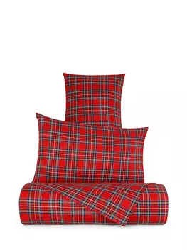 Гладкая теплая простыня из хлопка в клетку тартан. Coincasa, красный
