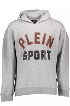 Гладкая толстовка с капюшоном Plein Sport с яркими мужскими контрастами, серый