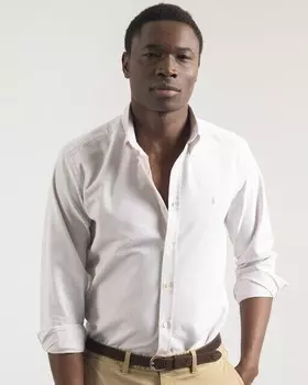 Гладкая узкая мужская рубашка слоновой кости Puroego, белый