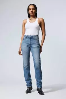 Гладкие джинсы облегающего кроя с высокой талией Weekday, синий