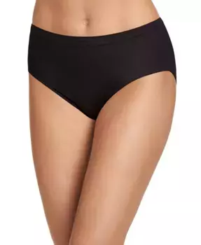 Гладкие и блестящие бесшовные утепленные трусики-хипстер Smooth and Shine Seamfree Heathered Hipster Underwear 2187, доступные в расширенной размерной сетке Jockey, черный