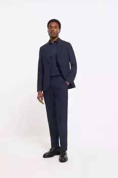 Гладкие костюмные брюки приталенного кроя River Island, синий