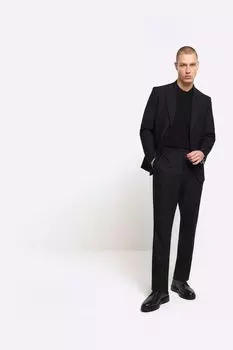 Гладкие костюмные брюки приталенного кроя River Island, черный