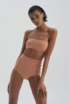 Гладкие плавки бикини с завышенной талией лососевого цвета Dagi, розовый